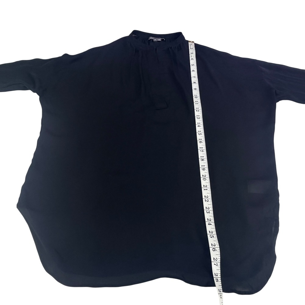 Vince 100% Silk Black Tunic Blouse V-Neck Minimalist Chic Quite Luxury Capsule M - Picture 8 of 8